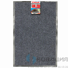 Коврик входной ворсовый влаго-грязезащитный LAIMA, 60х90 см, ребристый, толщина 7 мм, серый, 602867