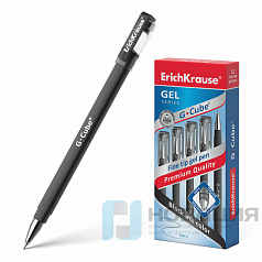 Ручка гелевая ERICH KRAUSE "G-cube", ЧЕРНАЯ, корпус прозрачный, игольчатый узел 0,5 мм, линия письма 0,4 мм, 46447