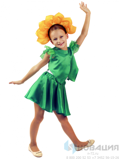 Детский карнавальный костюм для девочки Подсолнух (рост от 104 до 116 см)