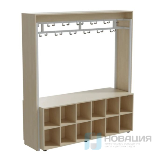 Вешалка двухсторонняя с тумбой на 24 места