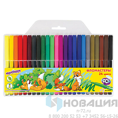 Фломастеры ЮНЛАНДИЯ 24 цвета, "УРОКИ РИСОВАНИЯ", вентилируемый колпачок, ПВХ, 151418