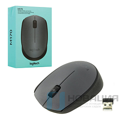 Мышь беспроводная LOGITECH M170, 2 кнопки + 1 колесо-кнопка, оптическая, черная, 910-004642