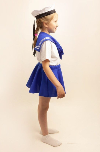 Детский карнавальный костюм Морячка (бескозырка, воротник, юбка)