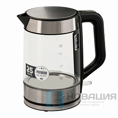 Чайник SCARLETT SC-EK27G101, 1,8 л, 2200 Вт, закрытый нагревательный элемент, стекло, черный