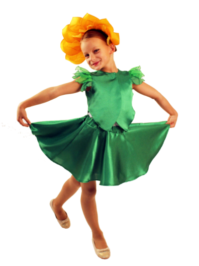 Детский карнавальный костюм для девочки Подсолнух (рост от 104 до 116 см)
