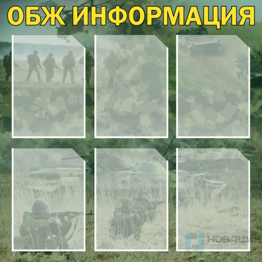Стенд в кабинет ОБЖ Информация, 800х800 мм