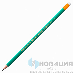 Карандаш чернографитный BIC, 1 шт., "Evolution", HB, с резинкой, пластиковый, корпус зеленый, заточенный, 8803323