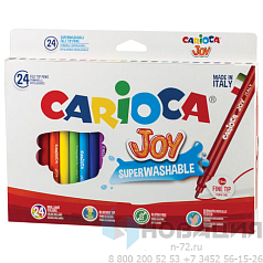 Фломастеры CARIOCA (Италия) "Joy", 24 цвета, суперсмываемые, вентилируемый колпачок, картонная коробка, 40615