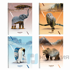 Тетрадь А4, 80 л., BRAUBERG, гребень, клетка, глянцевый лак, WILD, 404052