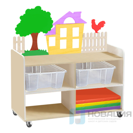 Тумба для хранения игрушек и пособий с декорацией на колесах №3